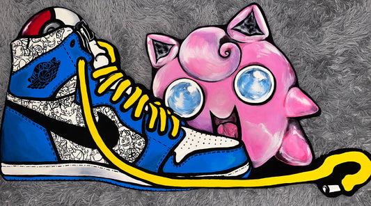 Jordan’s Shoe x Jiggly Puff (Wood Table and or Wall Statement)